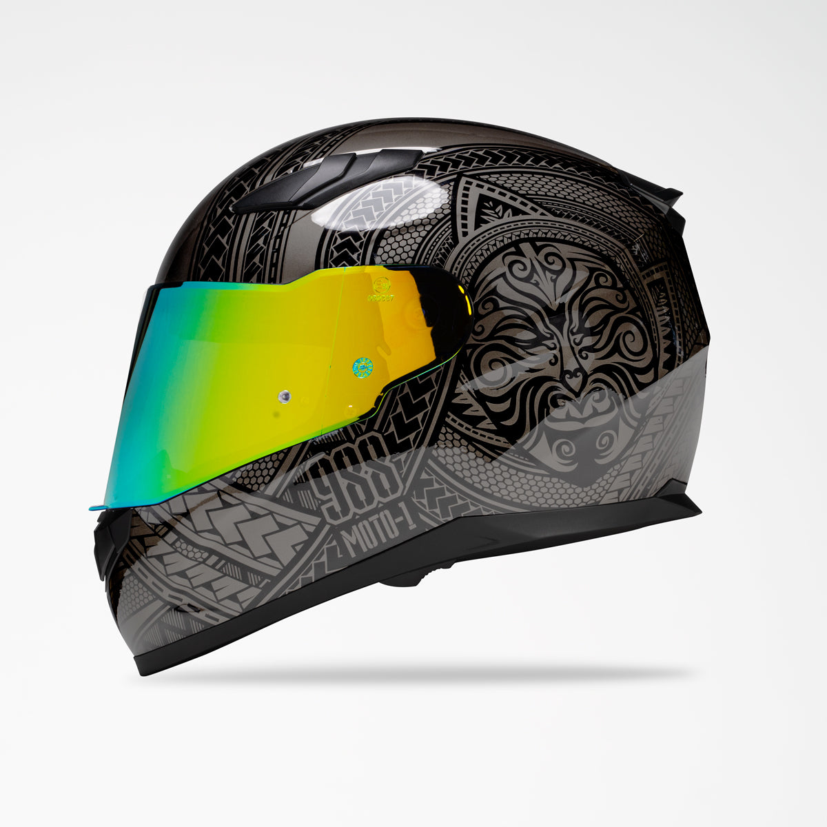 VOSS 988 MOTO-1 TWO-TONE BLACK CODEX HELMET - Voss Helmets