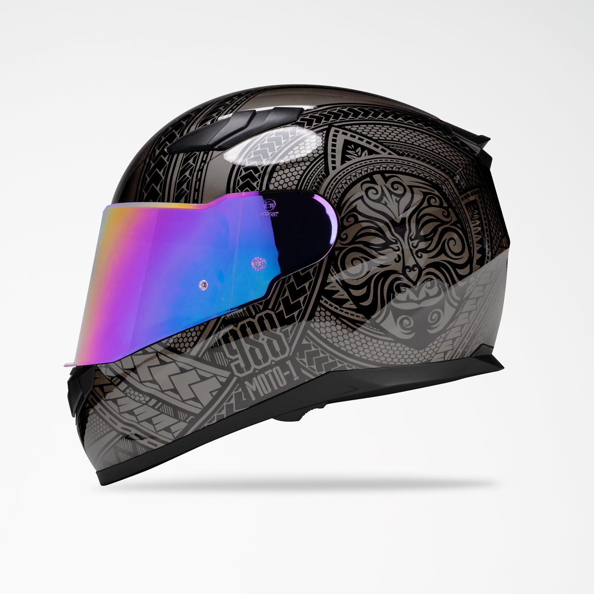 VOSS 988 MOTO-1 TWO-TONE BLACK CODEX HELMET - Voss Helmets
