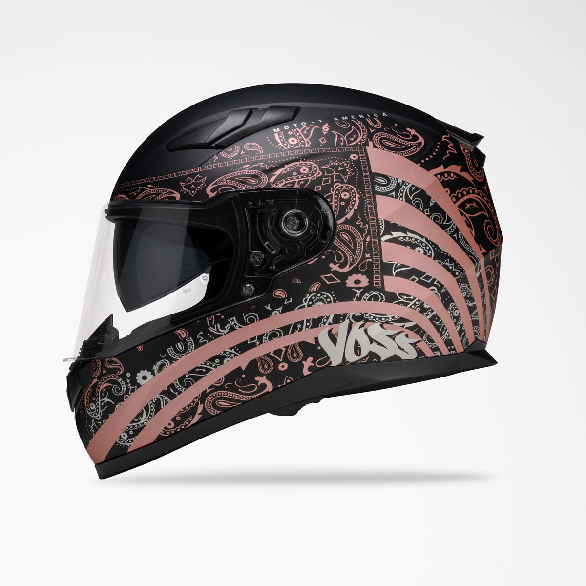 VOSS 988 MOTO-1 METALLIC PINK AMERICA HELMET - Voss Helmets