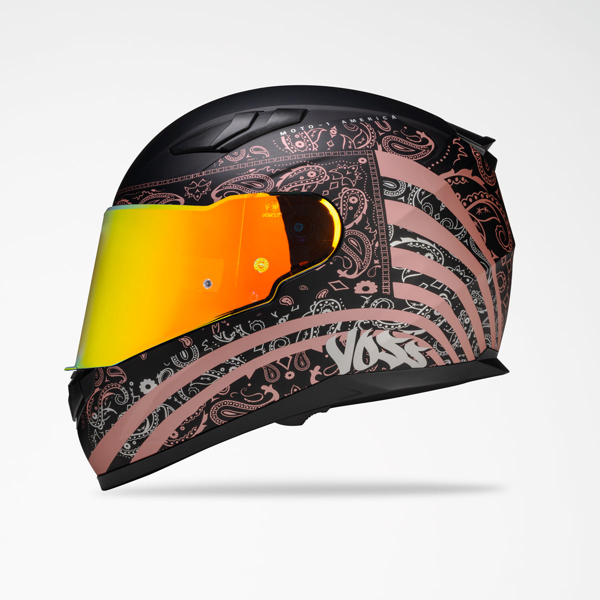 VOSS 988 MOTO-1 METALLIC PINK AMERICA HELMET - Voss Helmets
