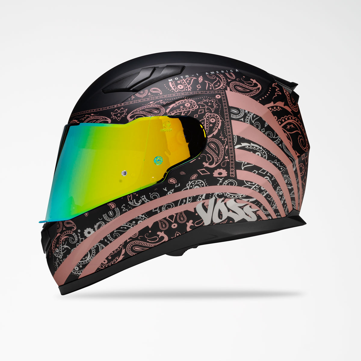 Voss 988 Moto-1 Metallic Pink America Helmet