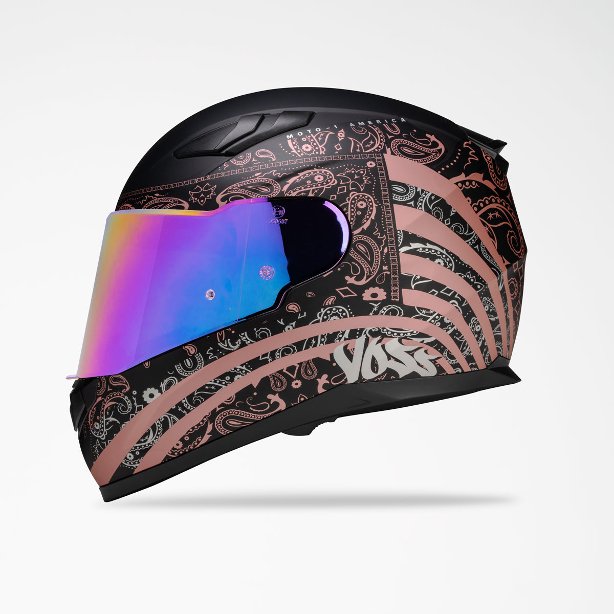 VOSS 988 MOTO-1 METALLIC PINK AMERICA HELMET - Voss Helmets