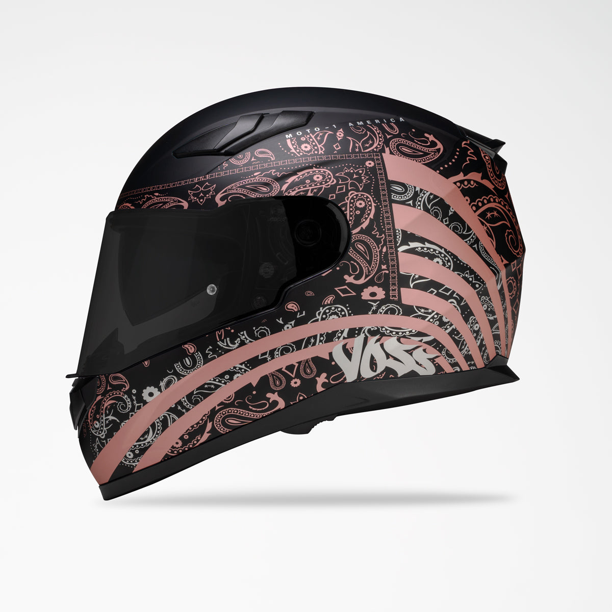 VOSS 988 MOTO-1 METALLIC PINK AMERICA HELMET - Voss Helmets