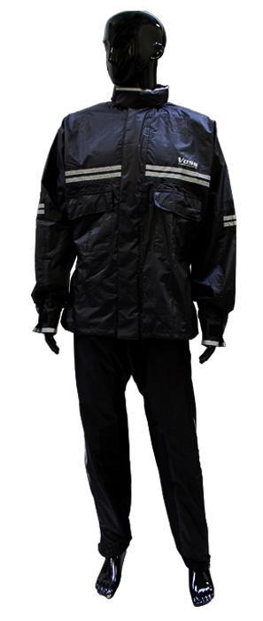VOSS V2 STORM SYSTEM RAINGEAR BLACK SILVER REFLECTIVE - Voss Helmets