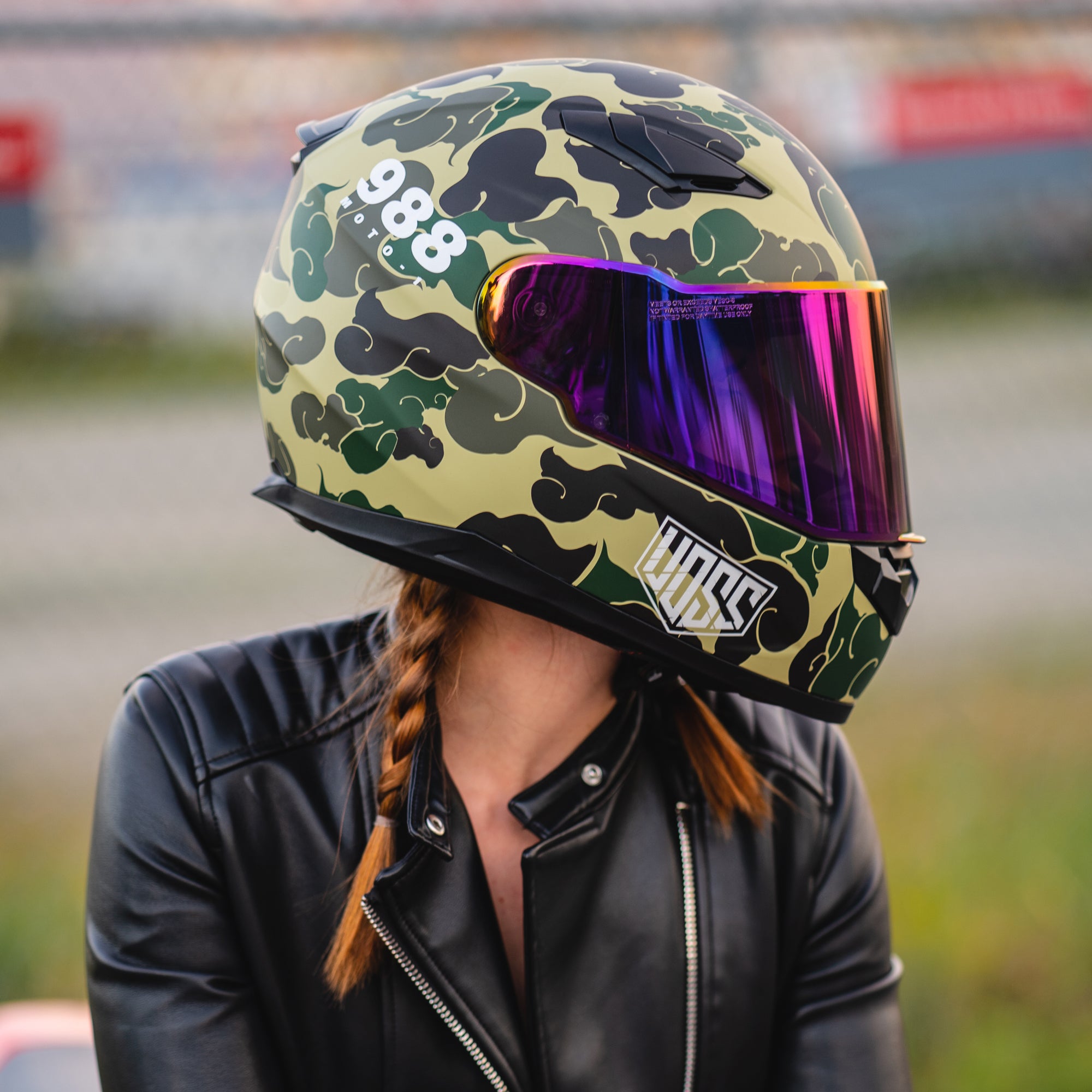 Voss 988 Moto-1 Green Camo Helmet