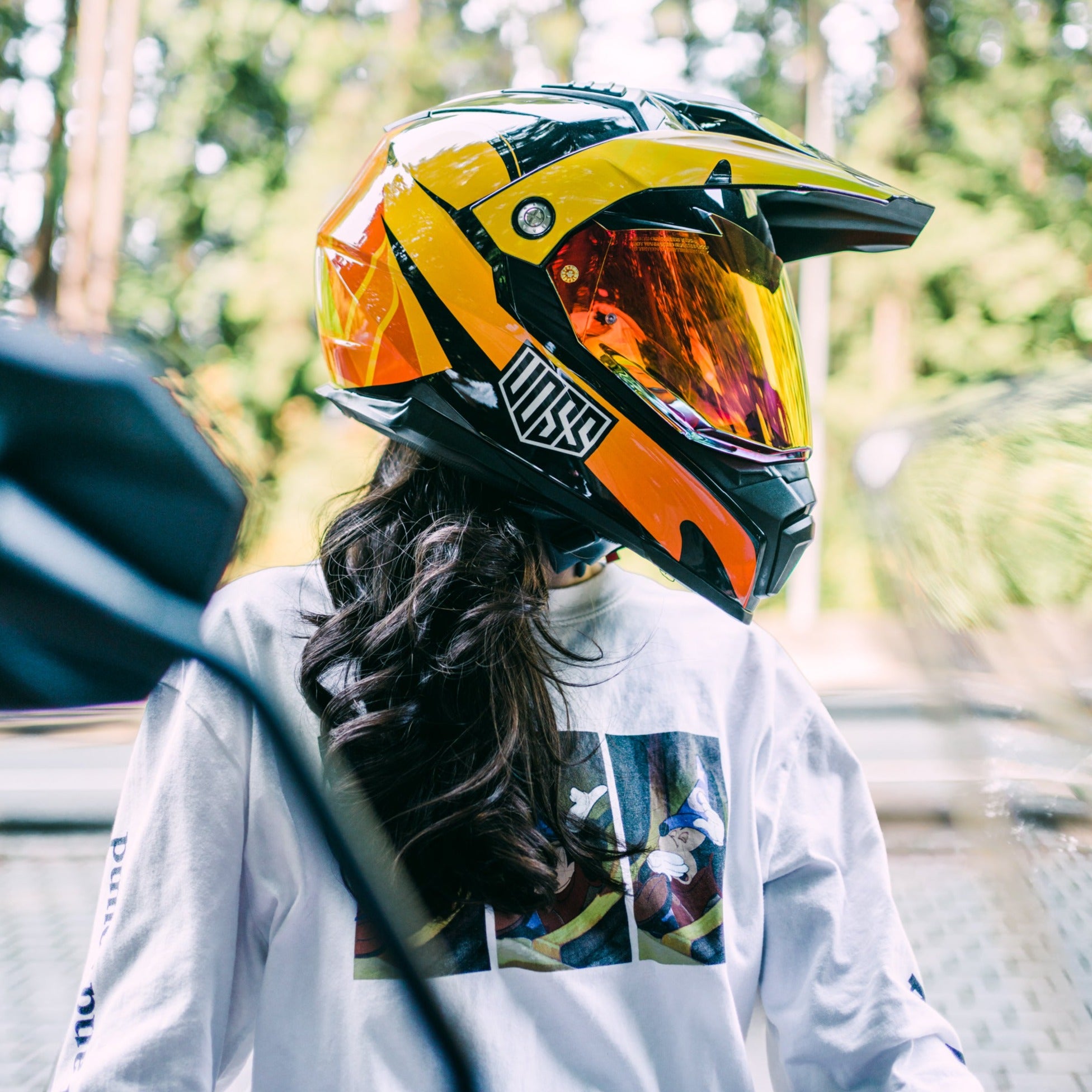 Voss 601 D2 Dual Sport Orange Geo-Trek Helmet