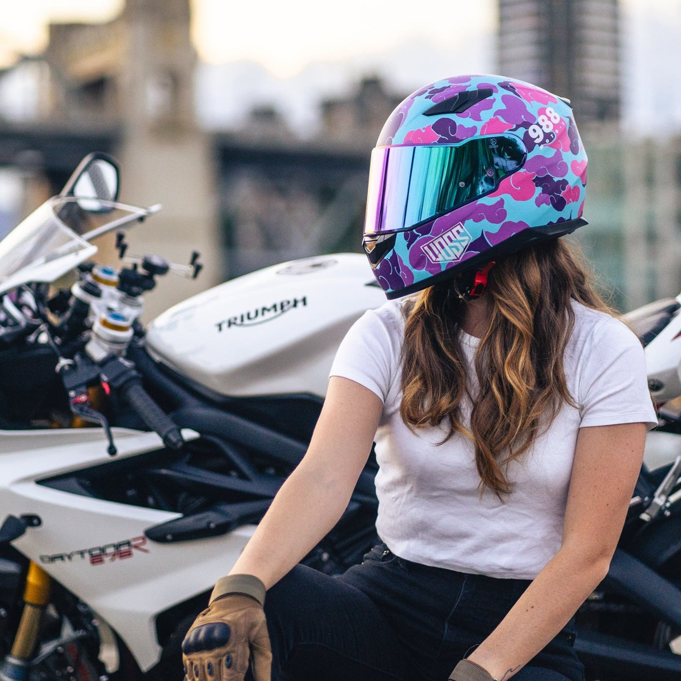Voss 988 Moto-1 Pink Camo Helmet