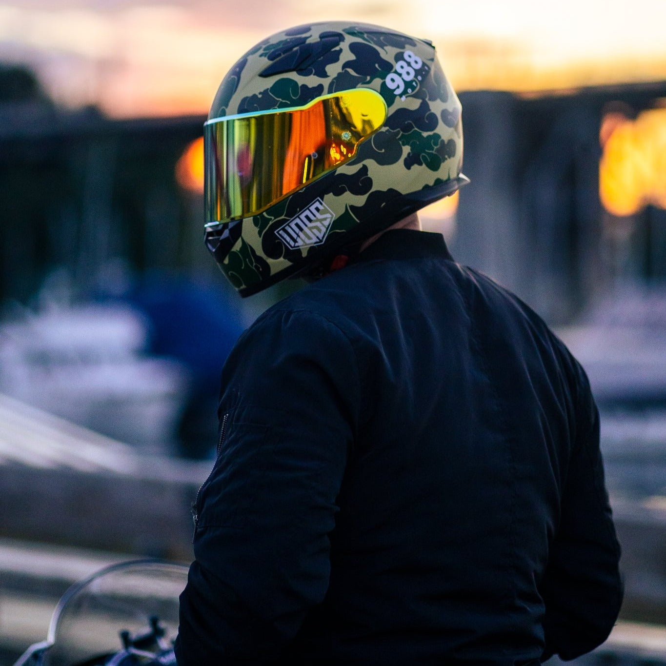 Voss 988 Moto-1 Green Camo Helmet