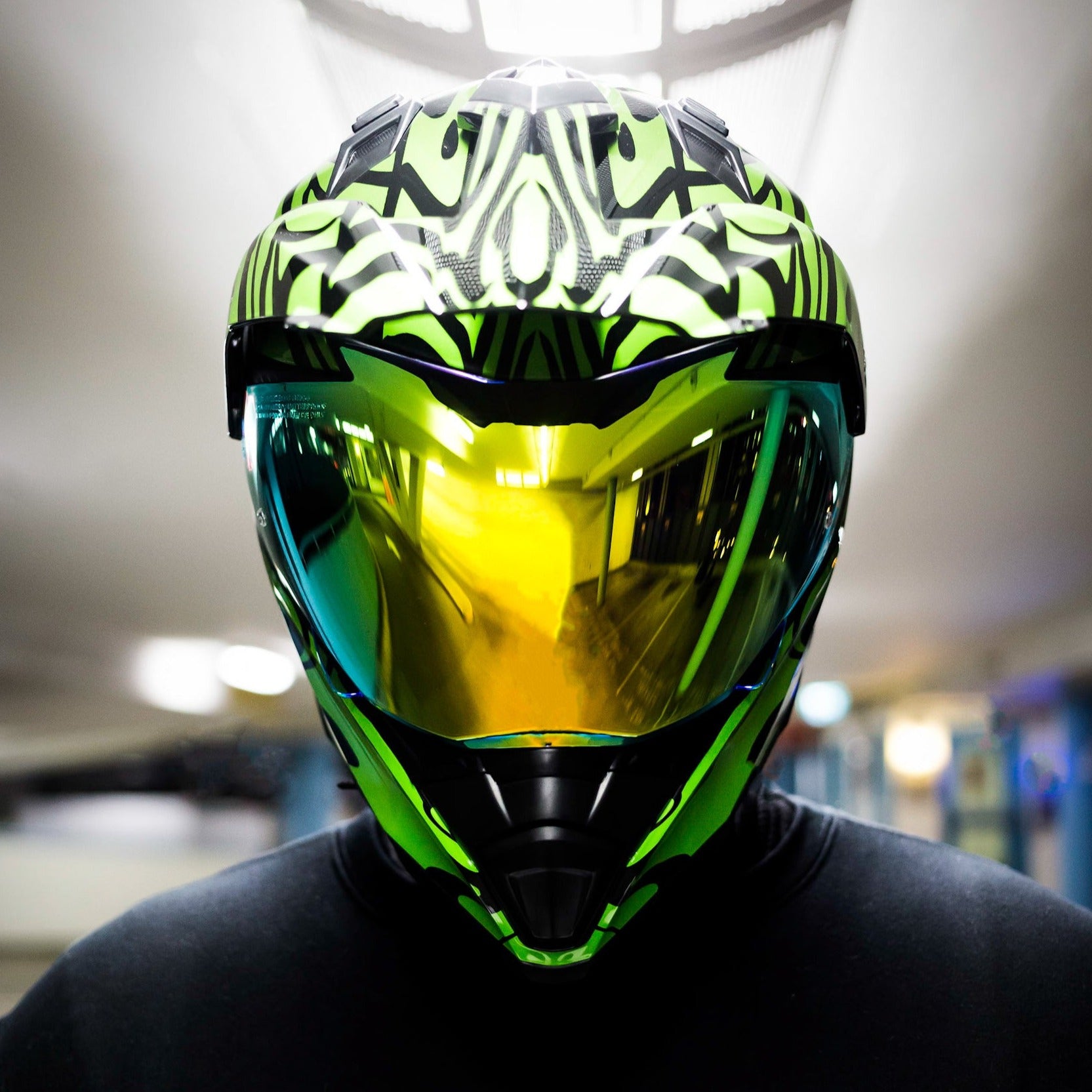 Voss 601 D2 Dual Sport Green Slick Helmet