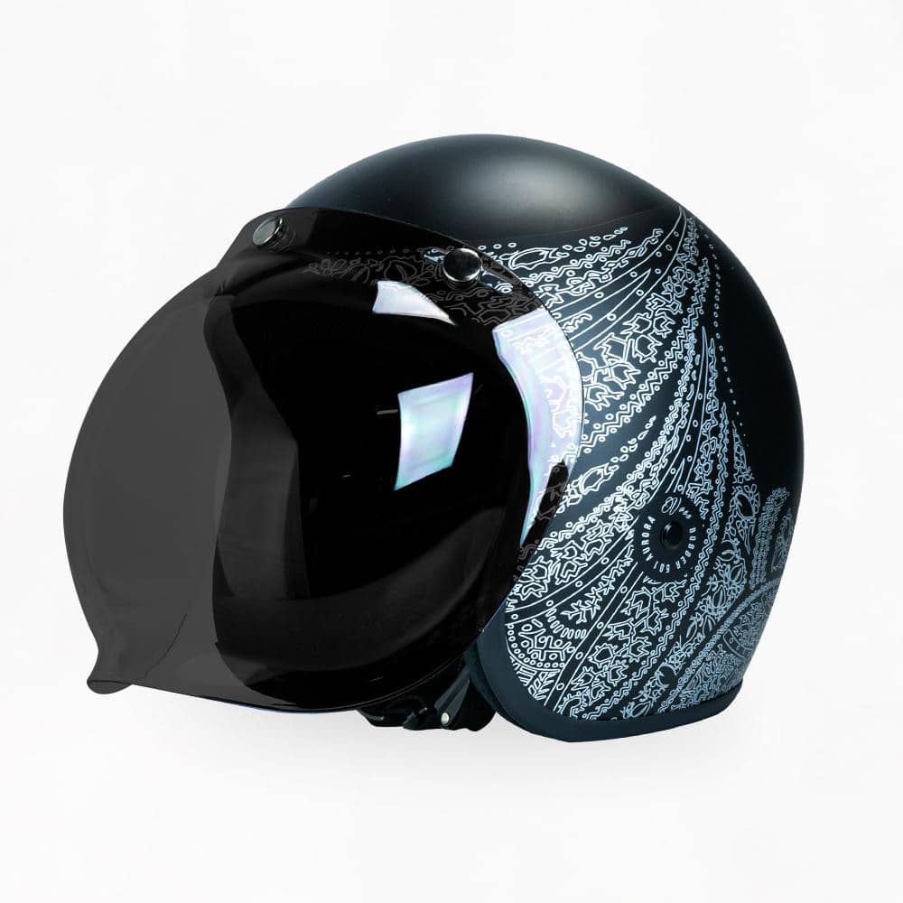 VOSS 501 BOBBER BLACK SILVER AURORA HELMET - Voss Helmets