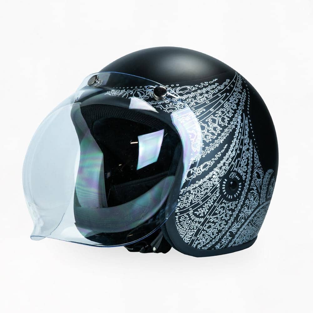 VOSS 501 BOBBER BLACK SILVER AURORA HELMET - Voss Helmets
