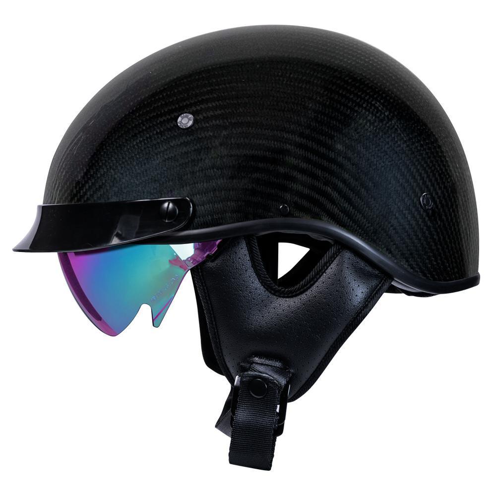 Voss 707Cf Cruise Gloss Black Half Helmet With Peak