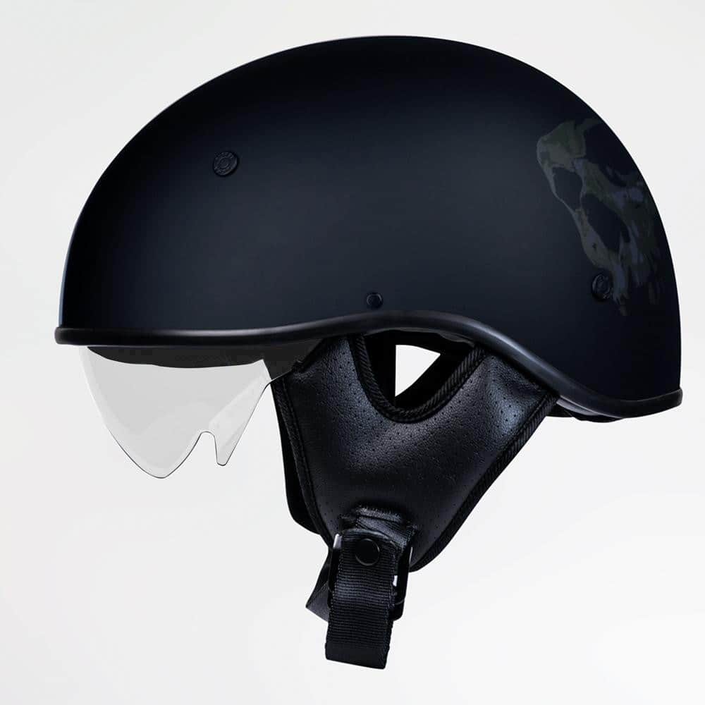 Voss 707Frp Matte Black 3 Amigos Half Helmet