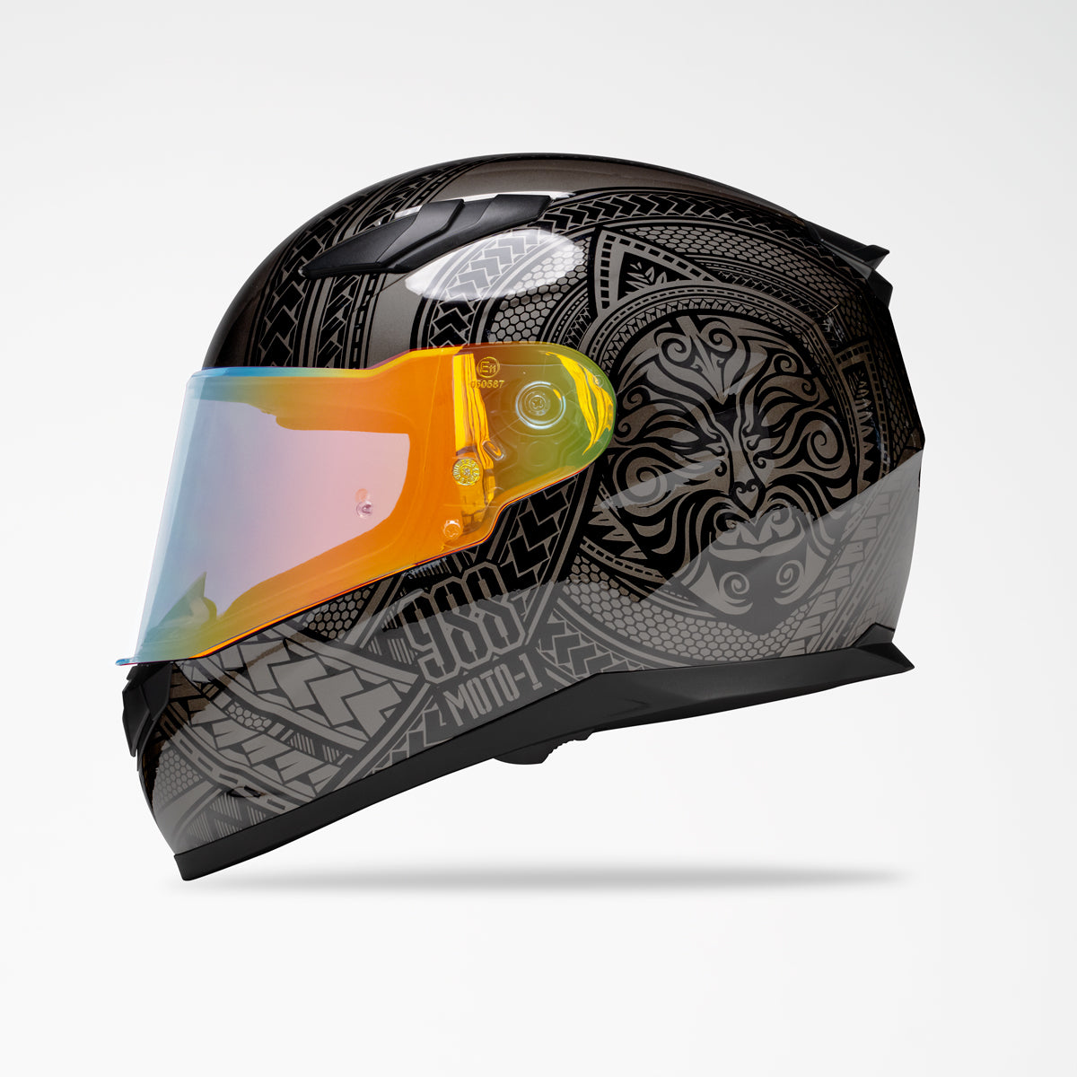 VOSS 988 MOTO-1 TWO TONE BLACK CODEX HELMET