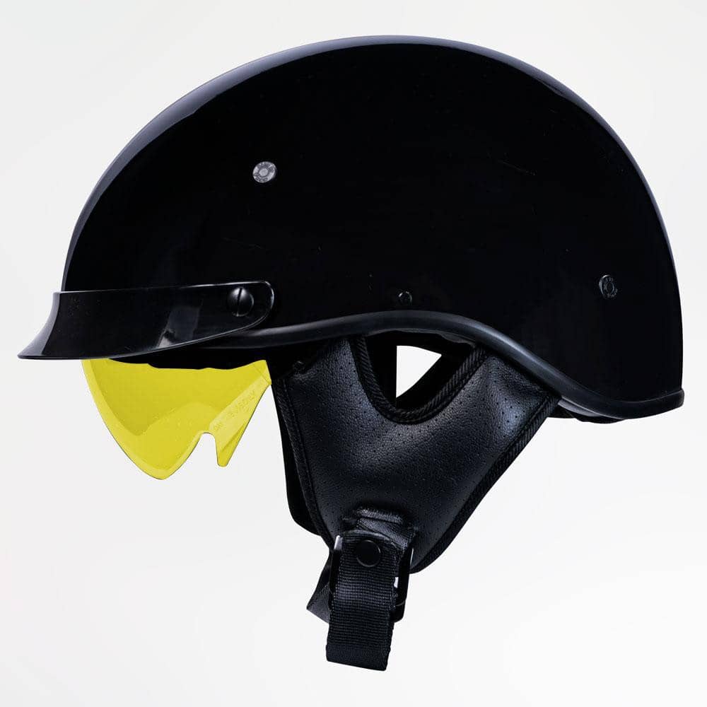 Voss 707Frp Cruise Gloss Black Half Helmet With Peak