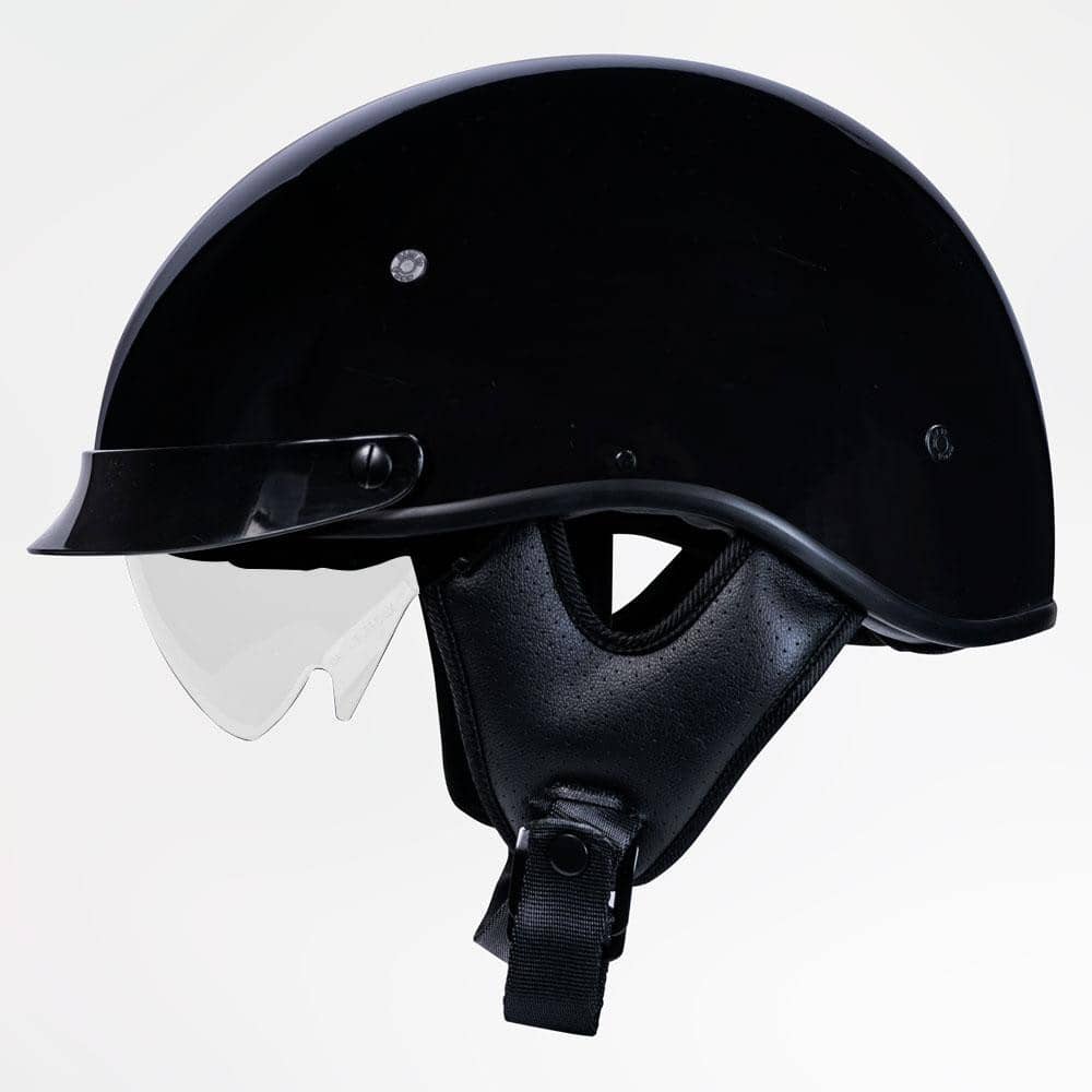 Voss 707Frp Cruise Gloss Black Half Helmet With Peak