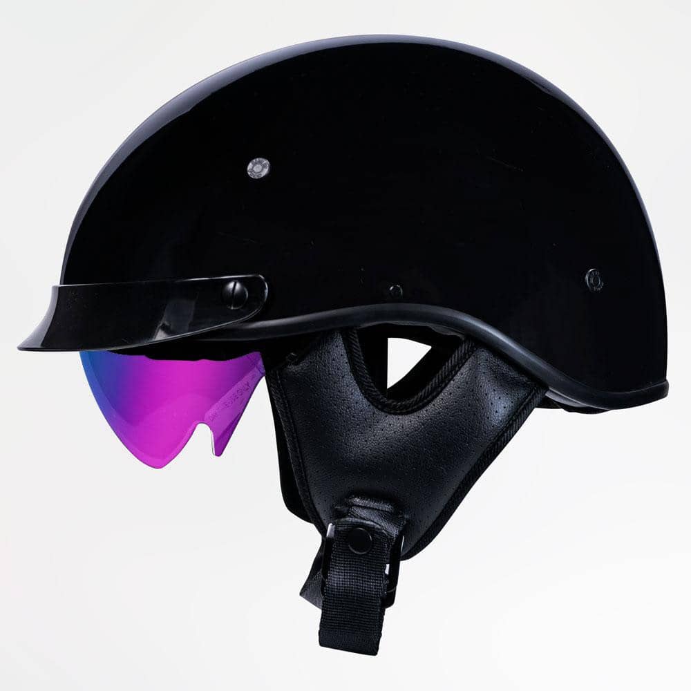 Voss 707Frp Cruise Gloss Black Half Helmet With Peak