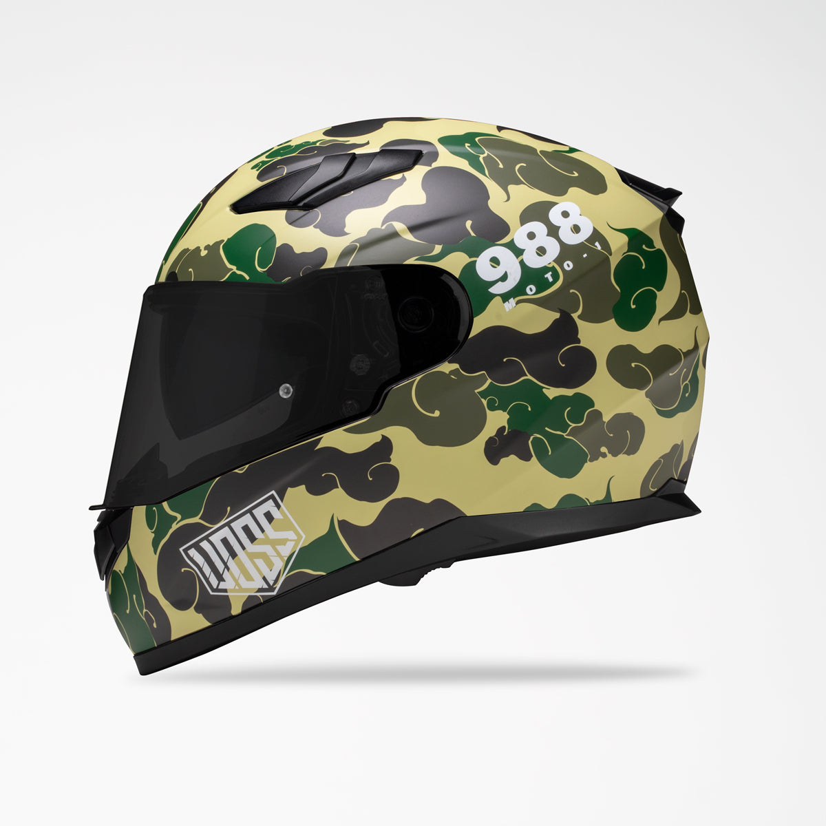 eco friendly motorcycle helmet Voss 988 Moto-1 Green Camo Full Face Helmet