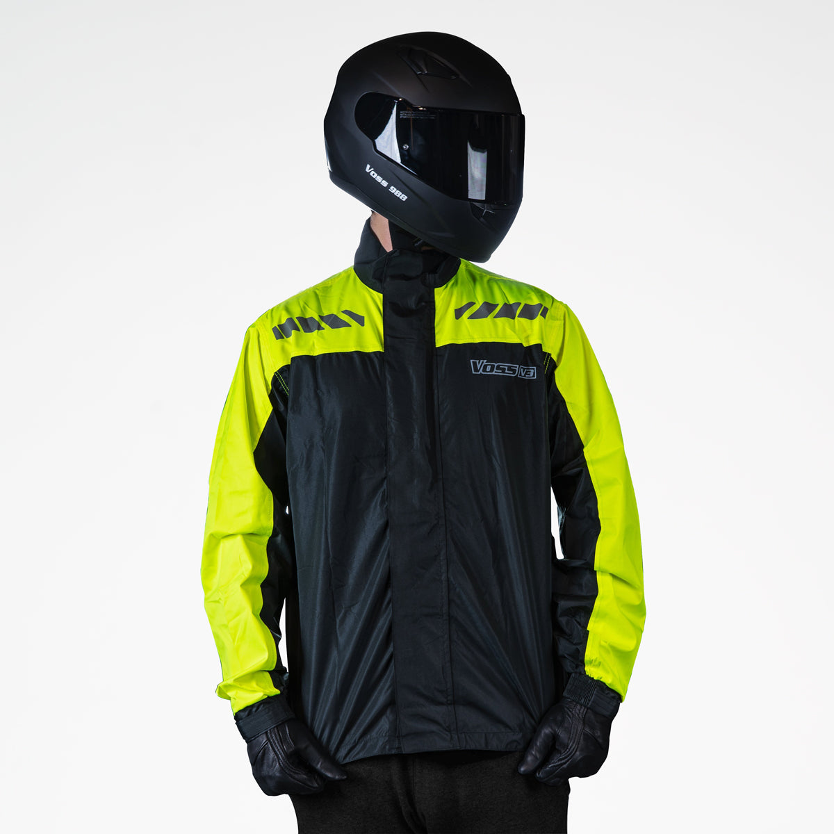Voss V3 Storm System - Chaqueta impermeable negra/verde de alta visibilidad
