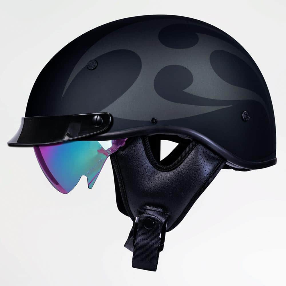 Voss 707Frp Two-Tone Tribal Half Helmet With Peak