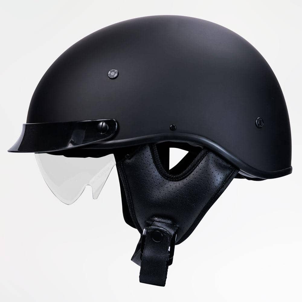 Voss 707frp Cruise Matte Black Half Helmet with Peak
