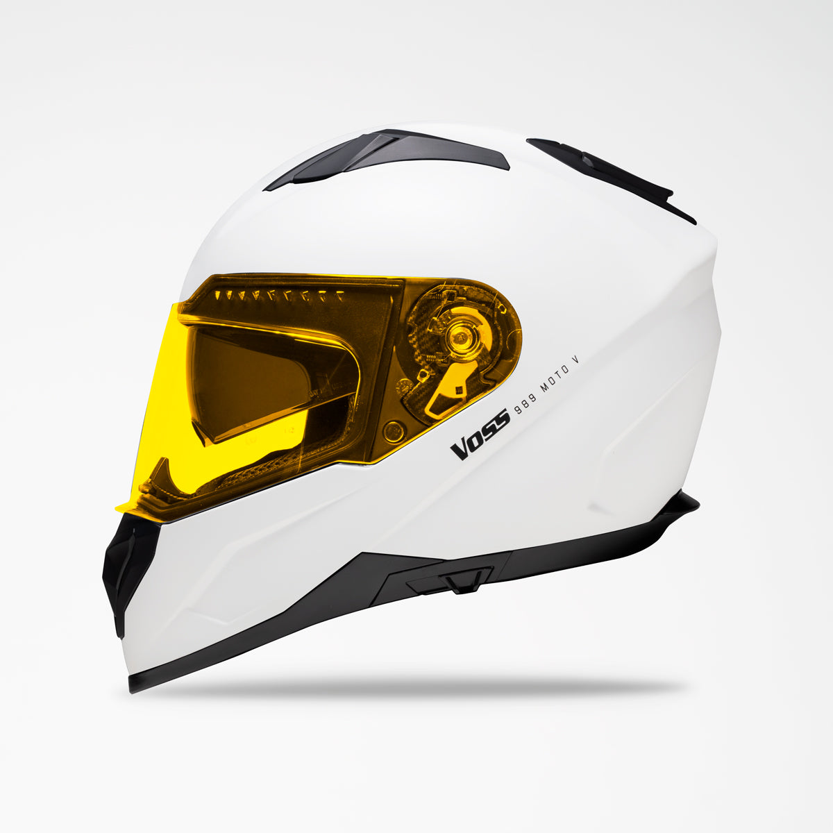 gloss white finish motorcycle helmet Voss 989 Moto-V Matte White Full Face Helmet