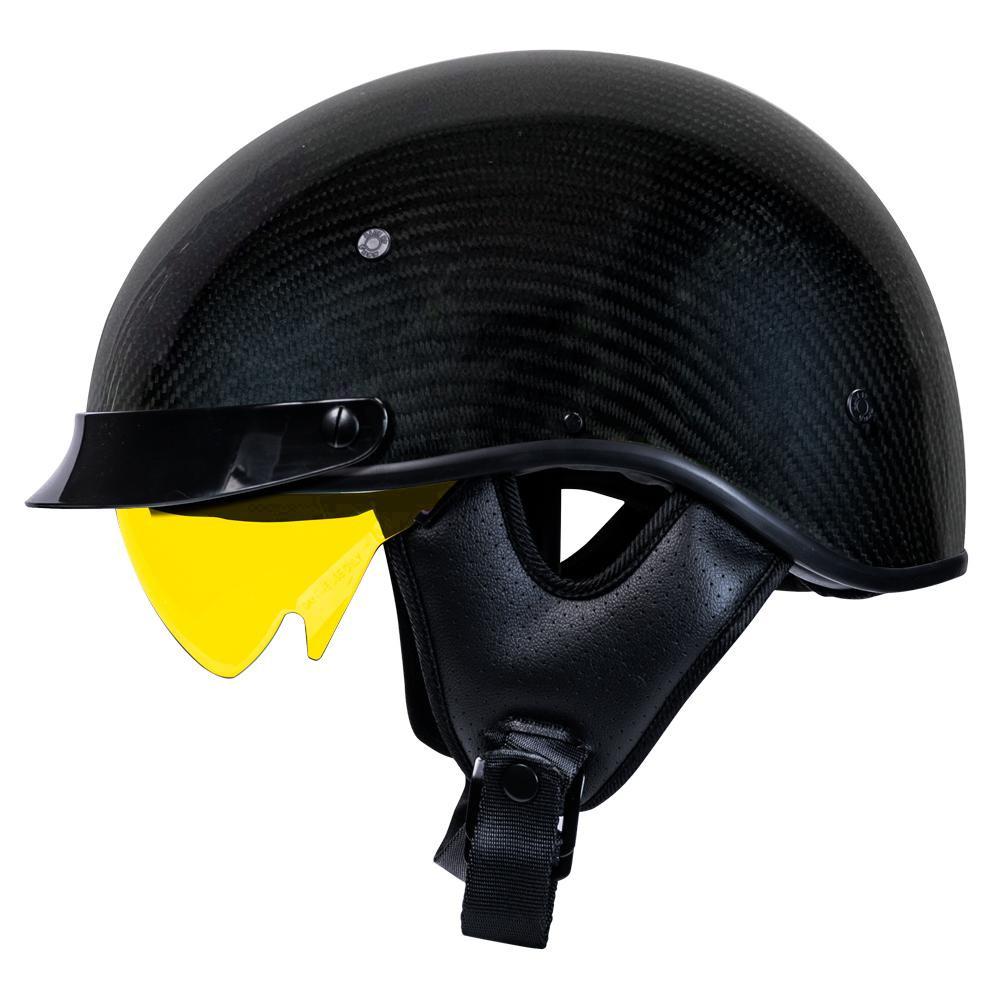 Voss 707Cf Cruise Gloss Black Half Helmet With Peak